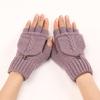 Fingers Free Wool Gloves Women Knitted Flip Fingerless Exposed Finger Gloves Mittens Winter Warm Thickening Female Mitts