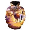 Stylish Deer/Elk Print Men's Hoodie Comfortable 100% Polyester Winter Fall Streetwear