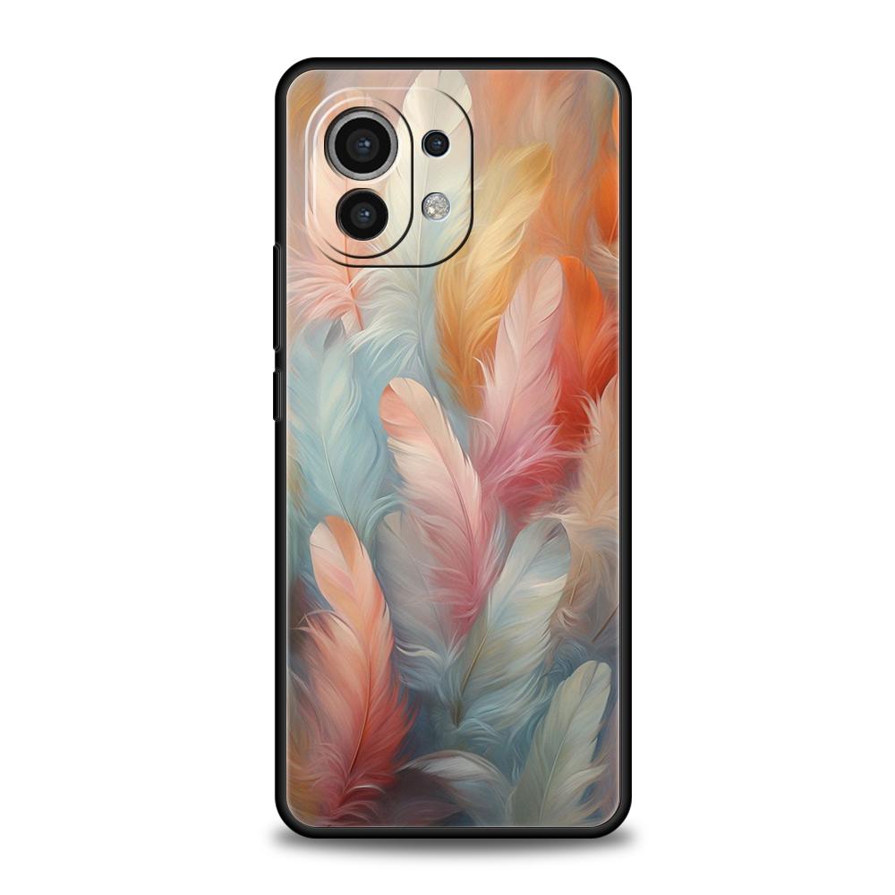 Чехол для телефона для Xiaomi Mi 15 14 13 12 11 Ultra 14T 13T 12T 11T 10T Pro Lite Мягкий ТПУ Чехлы Модный Градиентный Узор с Перьями