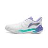 Li Ning Rubber Soft Elastic Comfortable Non-Slip Wear-Resistant Breathable Lightweight Low-Top Badminton Shoes Unisex Shoes White Purple AYZU017-1