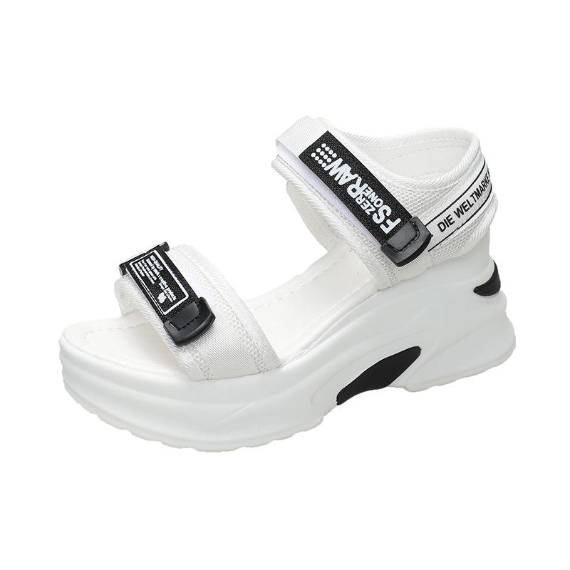 Летние женские легкие сандалии-клинья на липучке 2025 – Удобная толстая подошва, плоская подошва, повседневная пляжная обувь для студентов