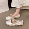 Beautiful Camellia Flower Mary Jane Single Shoes Women's 2025 Summer New Retro Cross-band Versatile Ballet Shoes