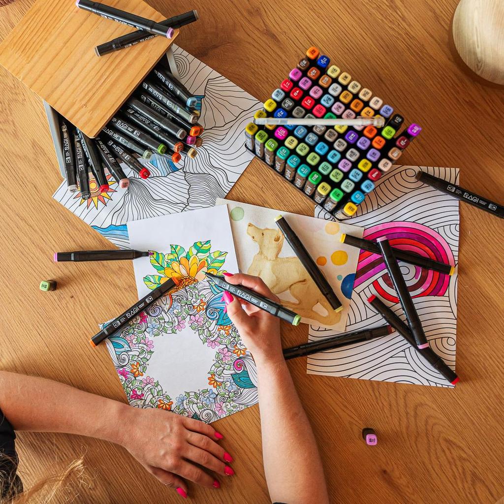 RAGI Alcohol Markers 80 Double-sided Felt-tip Pens, Dual Tip, Professional Artistic Drawing Set