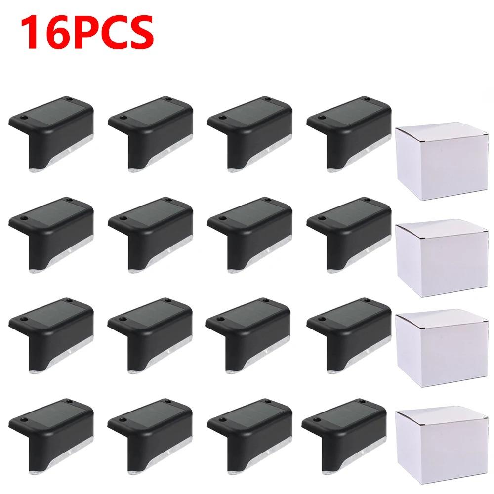 4-32pack Warm White Solar LED Step Lights Waterproof Outdoor Garden Path Stair Balcony Night Light Patio Fence Light Decoration