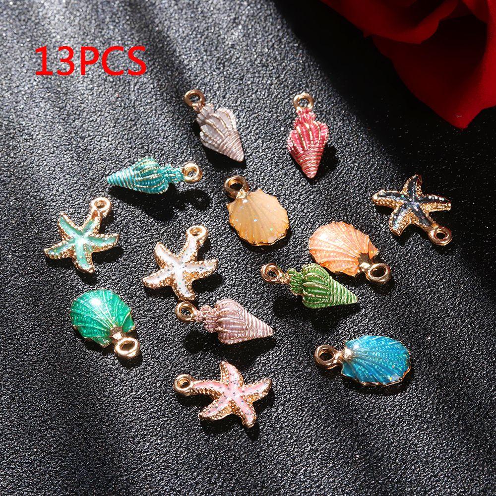 13Pcs/Set Earring Necklace Craft Making Handmade Accessories Sea Shell Conch Charms Ocean Pendants