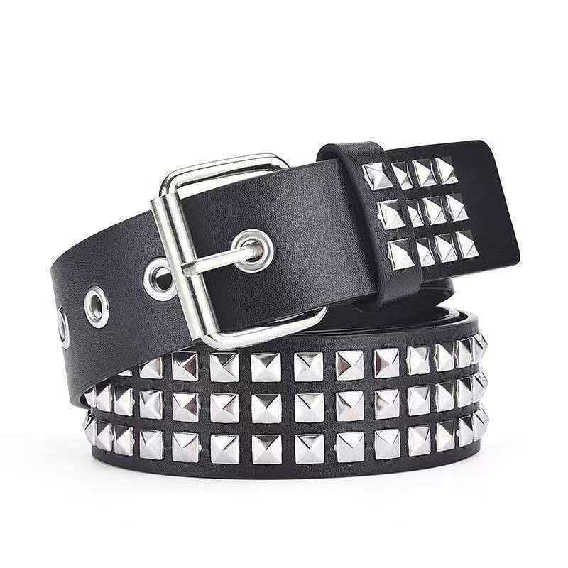 Европейский и американский квадратный заклепочный ремень с бусинами Punk Hardware Джинсовый ремень