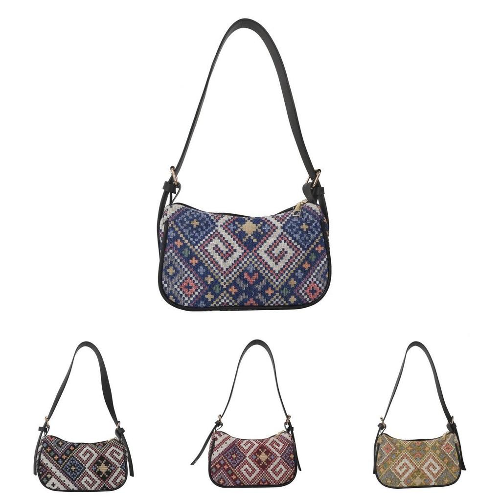 Chic Simple Urban Oxford Cloth Handbag With Elegant Floral Pattern For Women