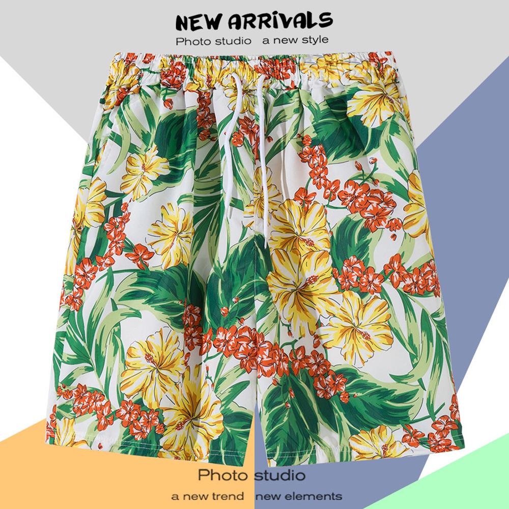 Hawaiian Summer Men Quick-drying Beachwear Plus Size Swimsuit Shorts Male Fashion Casual Loose Hawaii Printing Surf Board Shorts