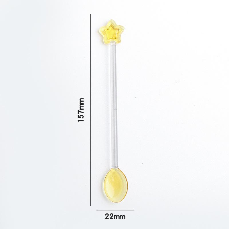 Star Coffee Spoon Colorful Crystal Glass Tea Spoons Long Handle Mixing Round Spoon Dessert Cake Scoops Kitchen Tableware
