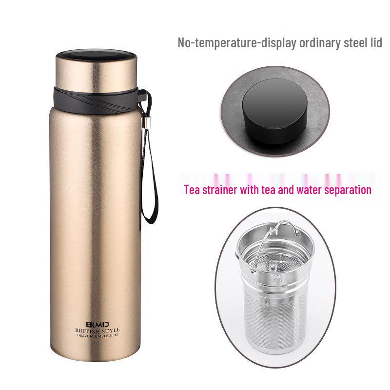 Термос дорожный из нержавеющей стали большой вместимости со шнурком - Спортивная бутылка для воды с возможностью персонализации