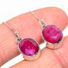 Red Ruby(Simulated) Gemstone Handmade 925 Sterling Silver Gift Earring 1" D1e66