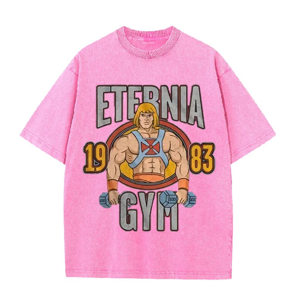2026 Vintage 1983 Retro Gym Strong Man Graphic Washed T Shirt Fitness Lover Oversized Casual Short Sleeve Streetwear Men Women T