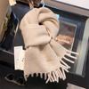 Pure Wool Scarf Women's Winter High End Tassel Warm Short Small Scarf