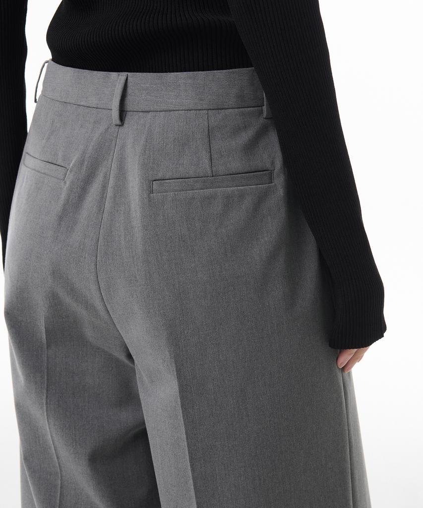 MUSINSA STANDARD WOMAN Women'S Low Waist Bermuda Hidden Banding Wide Half Slacks [Melange Gray]