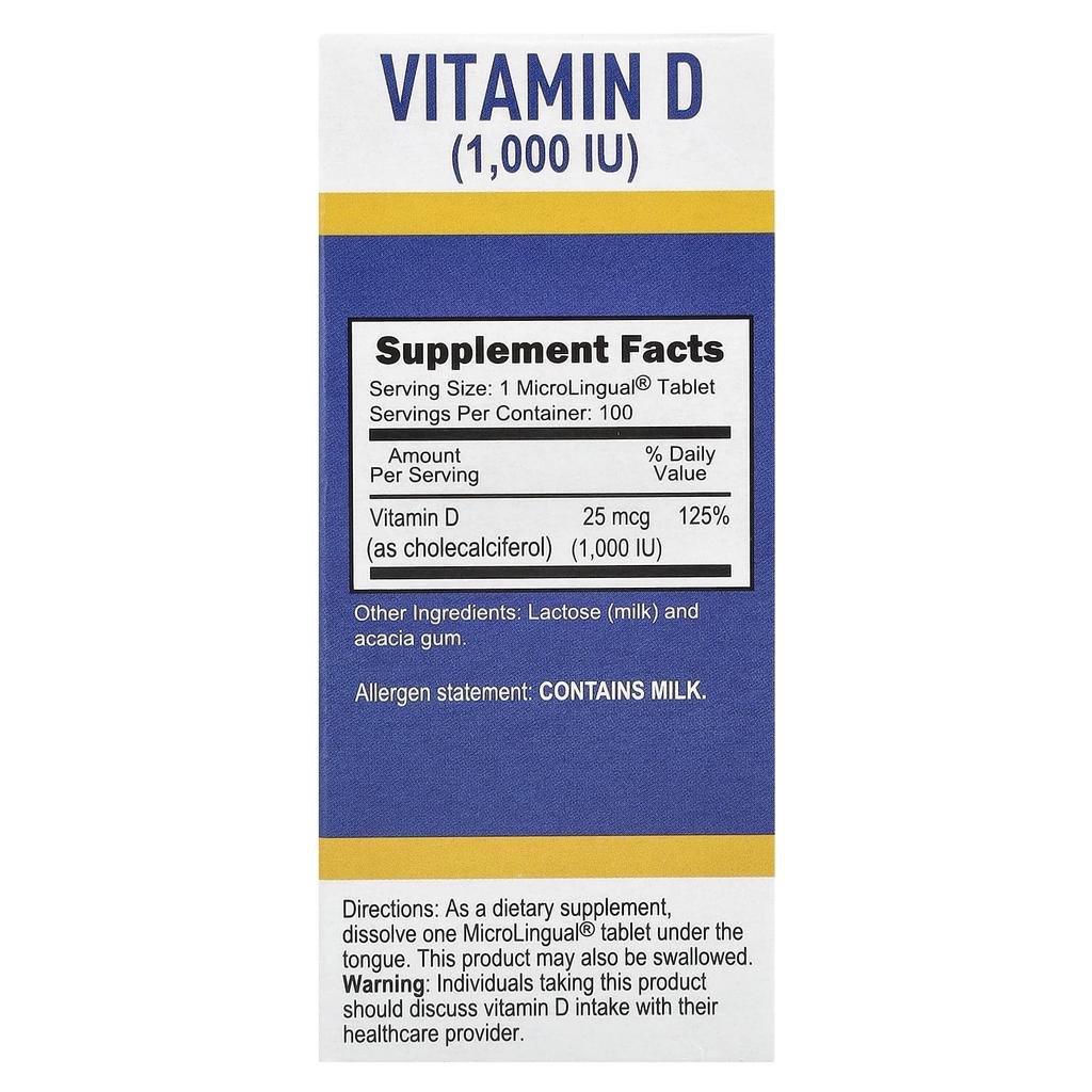 Superior Source, D3, повышенная концентрация, 25 мкг (1000 МЕ), 100 таблеток MicroLingual® Instant-Dissolve