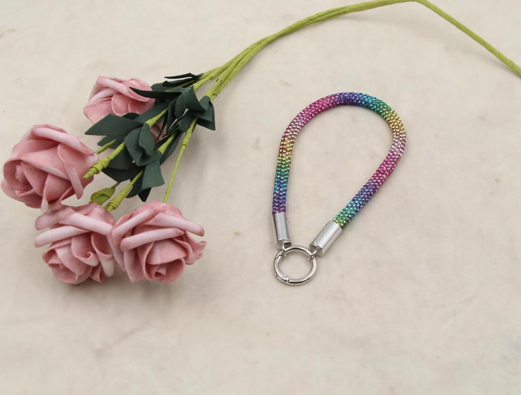 Высококачественный брелок для ключей с подвеской из горного хрусталя и яркий шнурок для телефона - веревка против потери для женщин