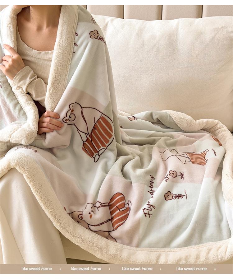 Yunjin Double-Sided Winter Fleece Blanket - Thick, Cozy Sofa Throw & Office Shawl