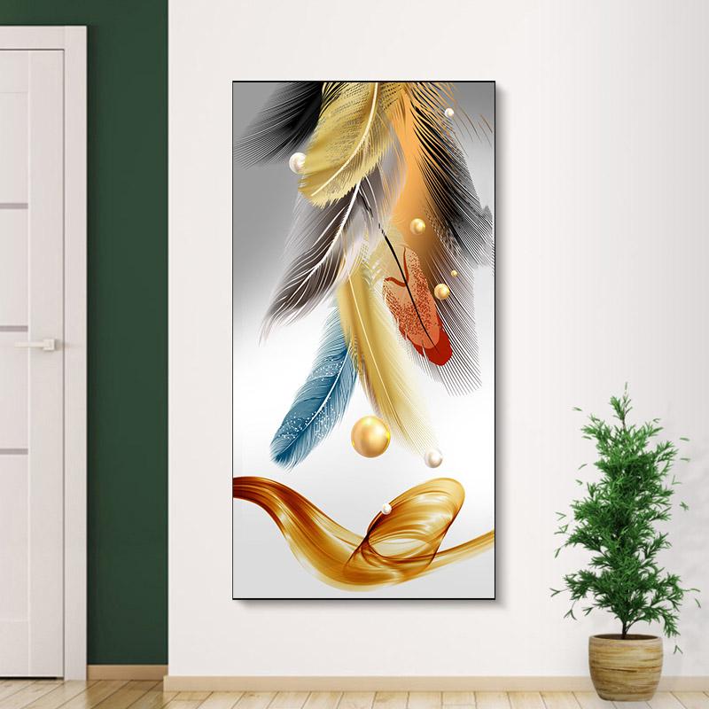 Скандинавские картины на холсте, настенные художественные картины, абстрактные красочные постеры с перьями для гостиной и крыльца, украшения, принты, без рамки