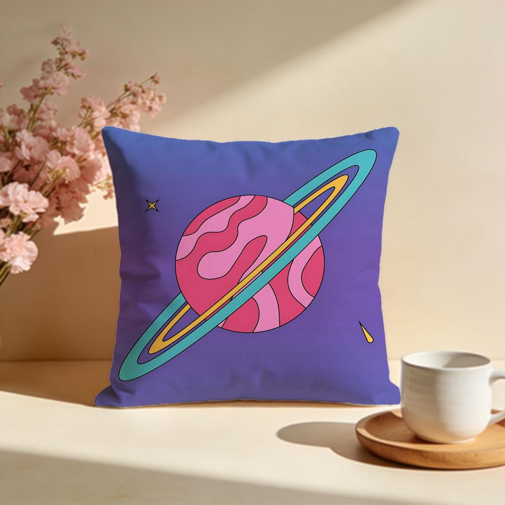 Whimsical Cartoon Planet Cushion Cover Soft Pillow Cases for Home Bedroom Living Room Sofa