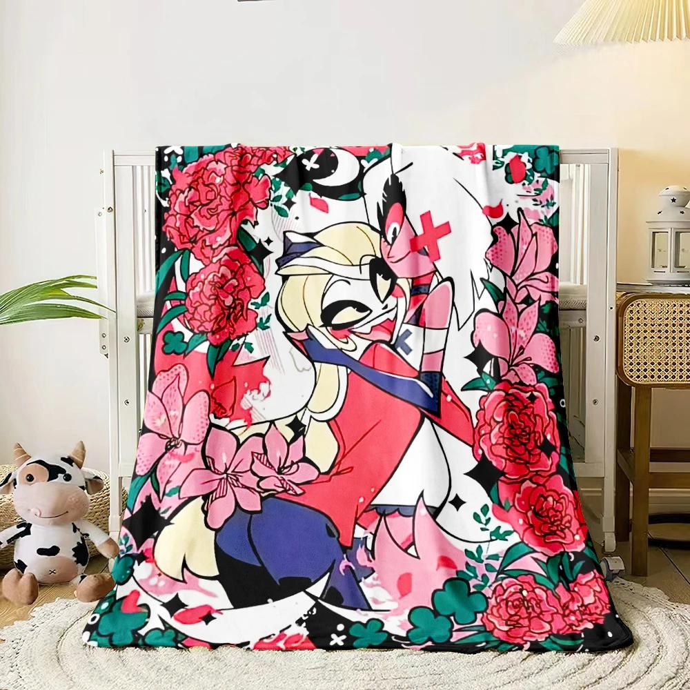 Плед Hazbin Hotel с рисунком, легкий фланелевый плед для дивана, кровати, путешествий, кемпинга, гостиной, офиса, дивана, кресла