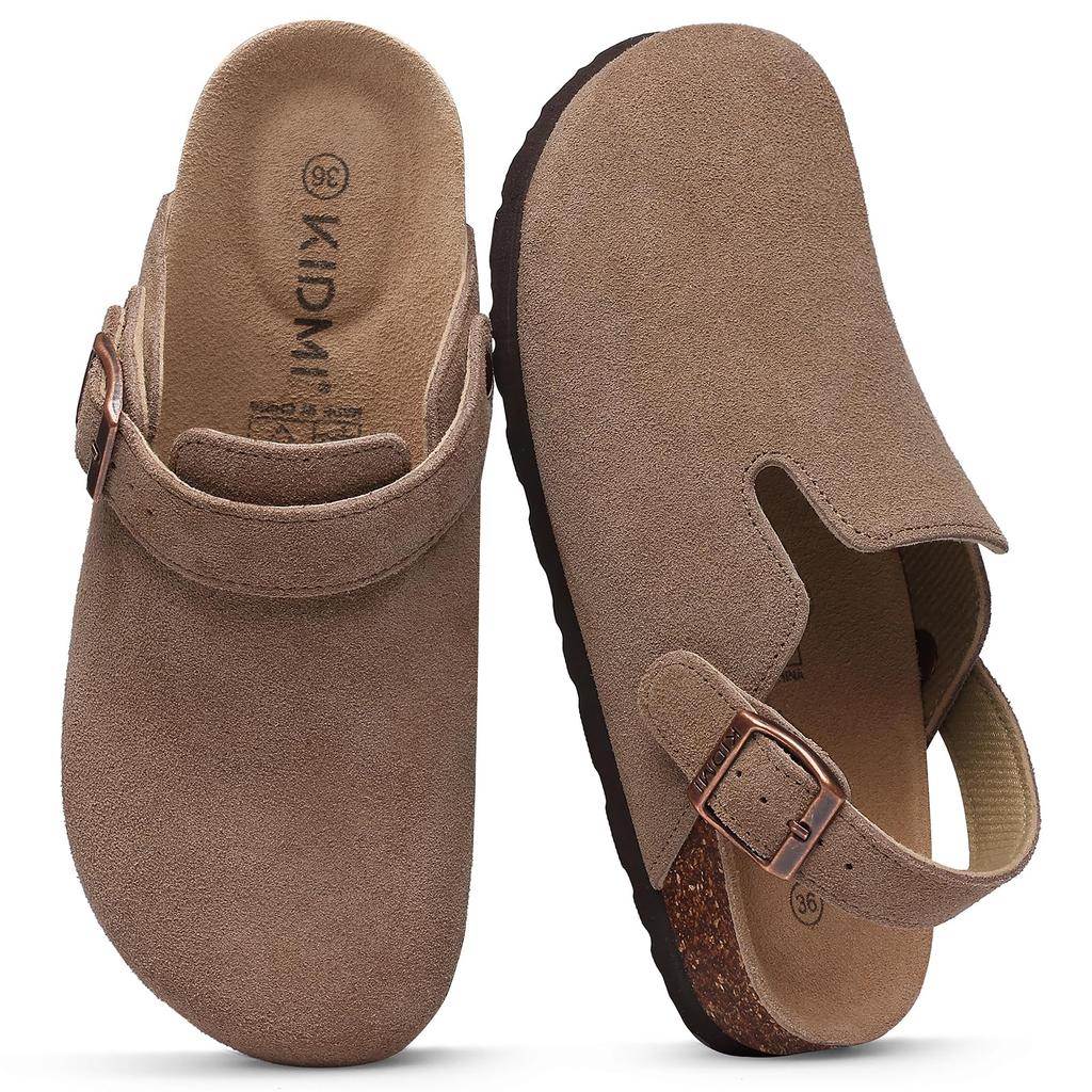 Fashion Smile Pop New Fashion Women's Suede Clogs With Back Strap Men's Leather Mules Cork Footbed Slip On Potato Shoes For Women & Men