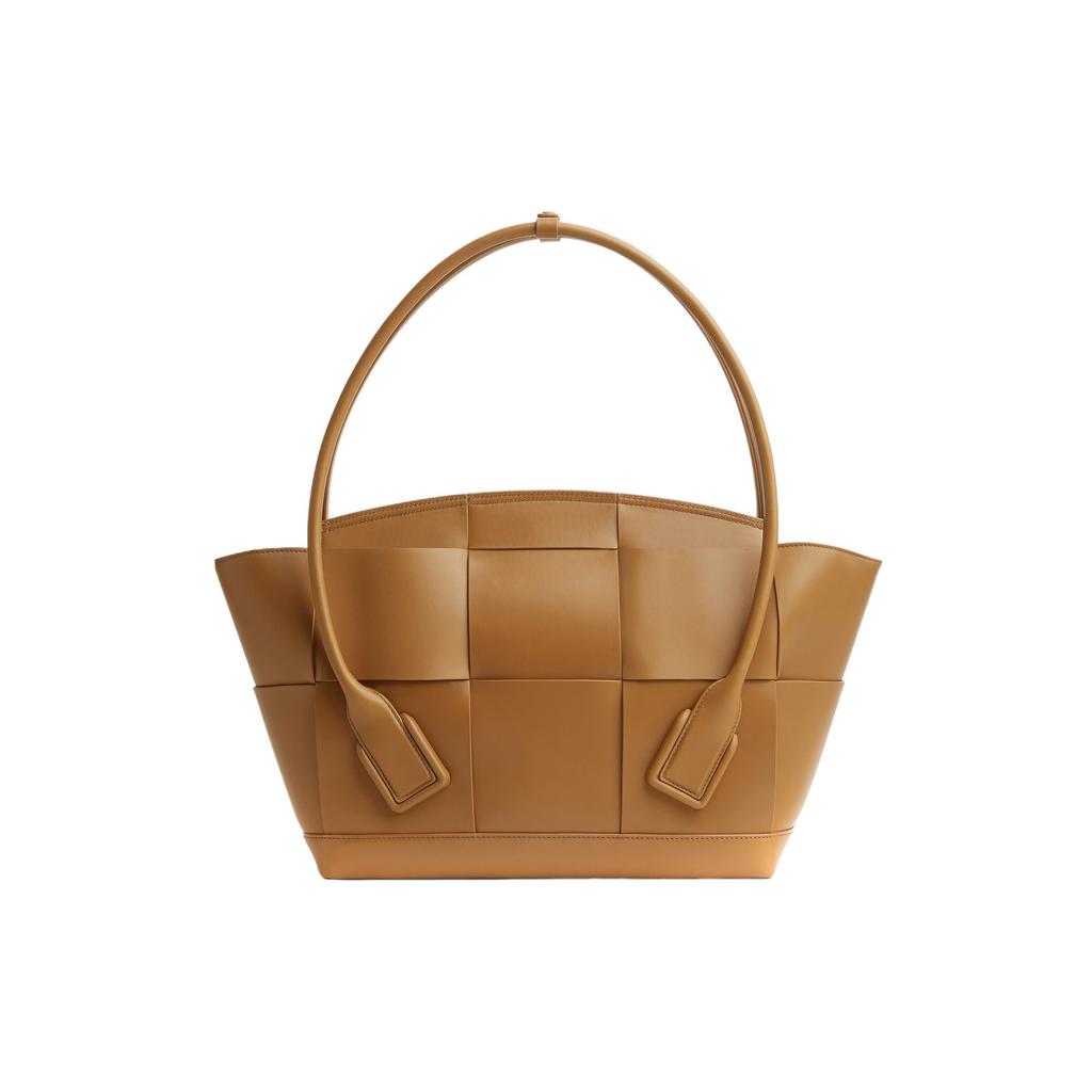 Bottega Veneta Bv Arco Intreccio Woven Rectangular Leather Shoulder Bag Medium Women handbags Caramel 598244VMAP19830