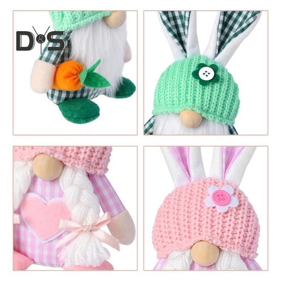 Пасхальная кукла-гном, плюшевые кроличьи уши, гномы с вязаной шапкой, мягкая безликая кукла, настольное украшение для домашнего офиса