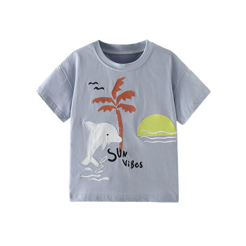 Boys and Girls Rocket Team Children's T-shirt Summer Girls' T-shirt Baby Clothing Children's T-shirt Top