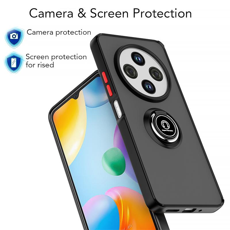 Для Xiaomi Redmi 14C 4G Чехол Матовый Полупрозрачный Броня Подставка Чехол для телефона для Redmi14C 14 C Авто Магнитное Кольцо Ударопрочный Funda