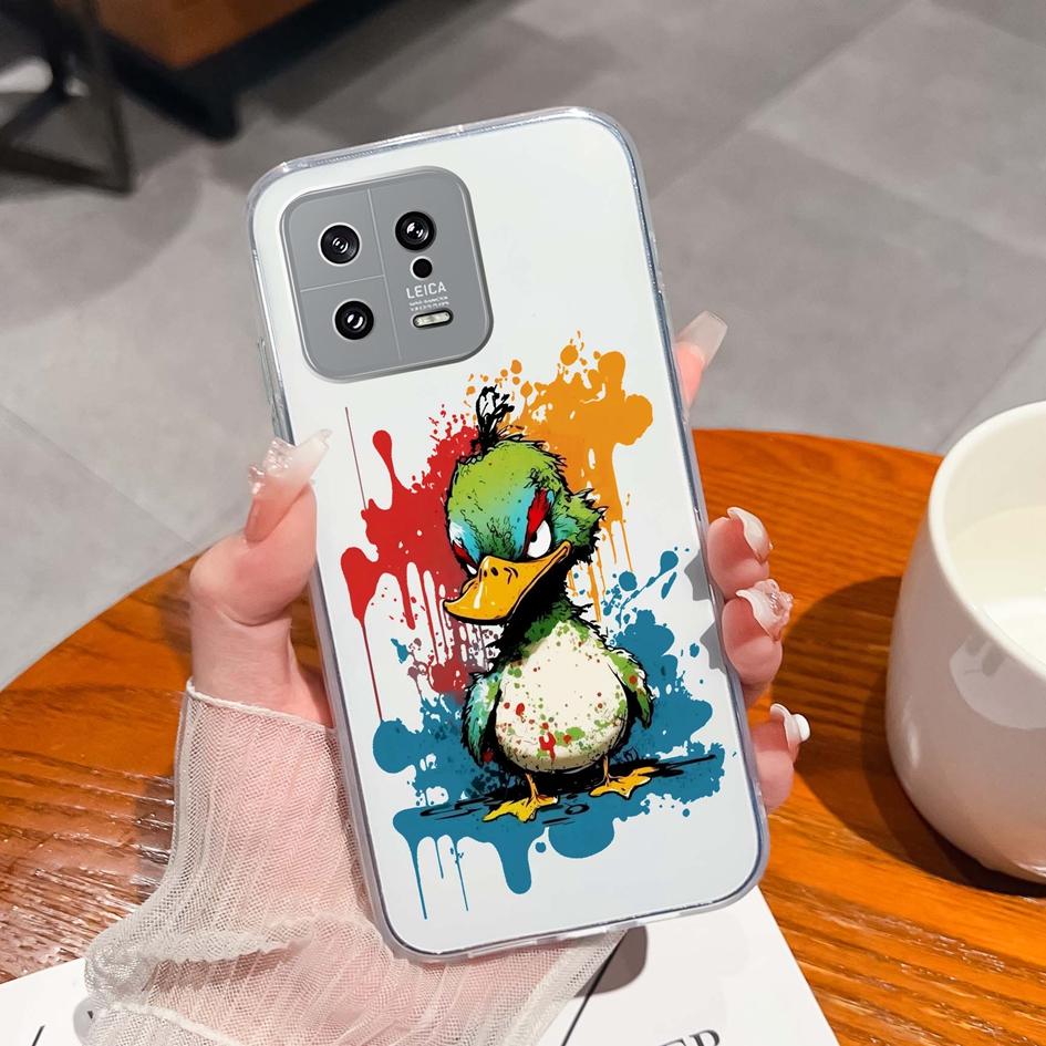 Для Xiaomi 13 14 12 12S 12T 12X Ultra Lite Poco M7 X7 Pro чехол для телефона милый мультяшный рисунок животного прозрачный силиконовый защитный чехол для Xiaomi Capa
