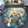 Kitten Clownfish Round Area Rug,Carpet Rug for Living Room Bedroom Sofa Playroom Decor,Non-slip Floor Mat