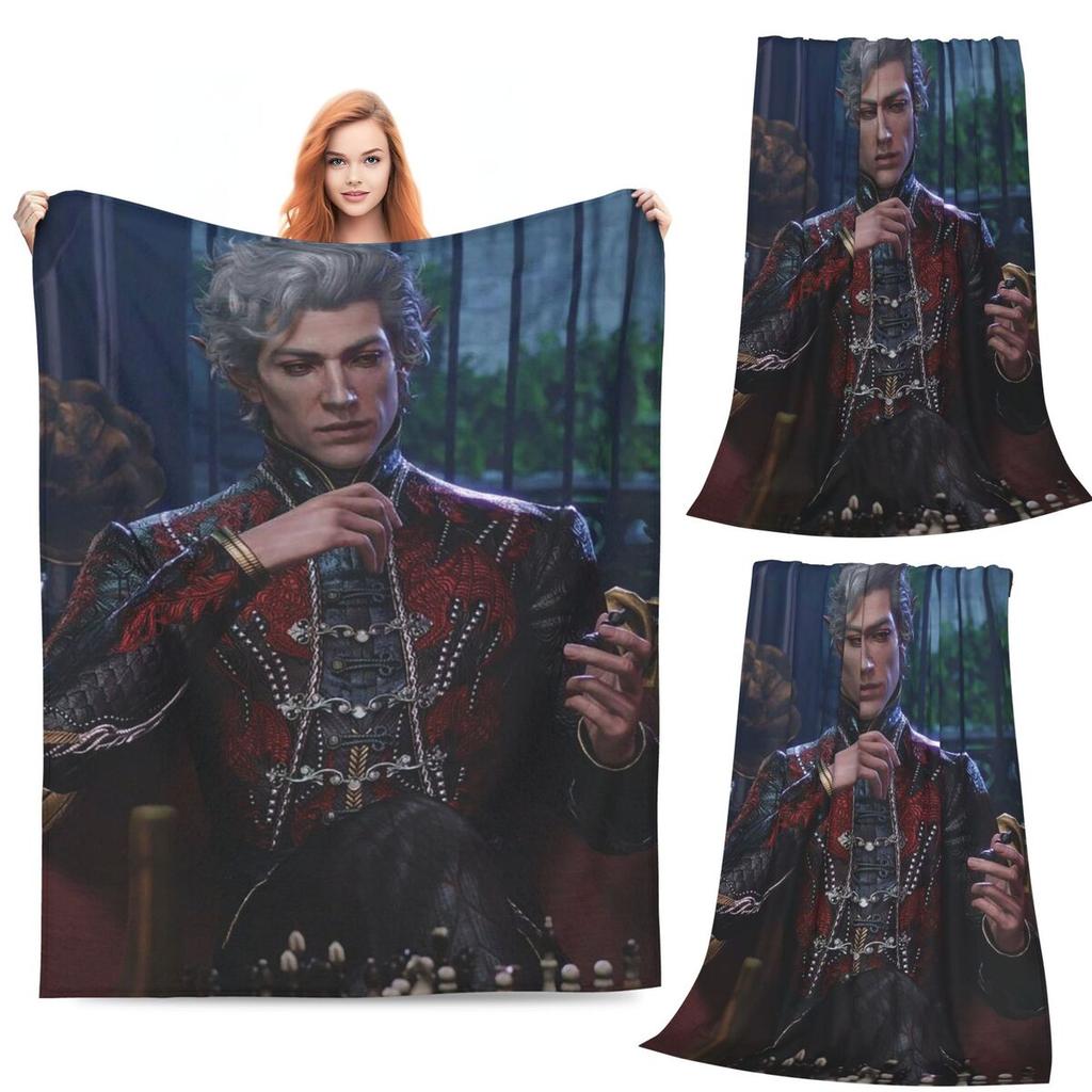 Baldur's Gate 3 Астарион Персонаж Вампира Плед Мягкий Теплый Фланелевый Плед Постельное белье для Кровати Гостиной Путешествий Дома Дивана