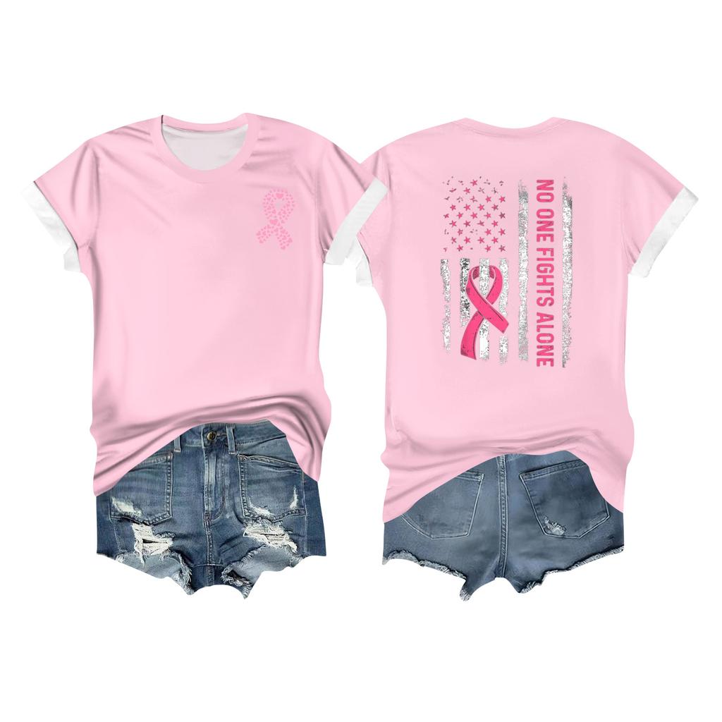 Женская повседневная футболка с коротким рукавом с принтом ленты на груди