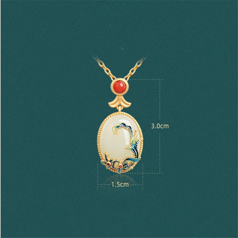 Ethnic Jade Flower Pendant Necklace For Lady Anniversary Top Quality Sterling 925 Silver Chain Choker Accessories Gold Necklaces