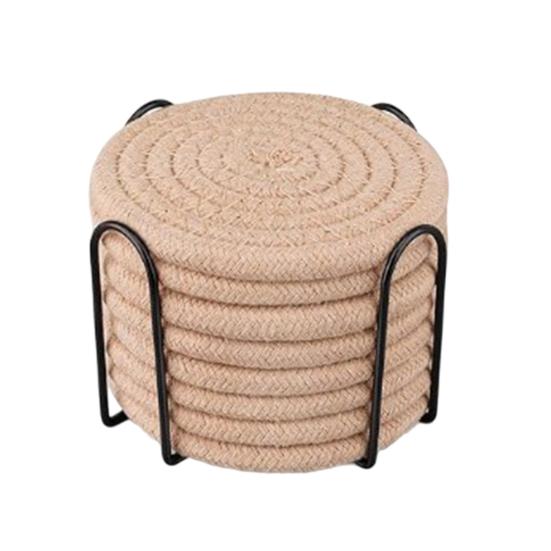 8Pcs Trivets Set for Hot Dishes Cotton Woven Pot Holders Heat Resistant Hot Pads Non-Slip Kitchen Table Protector for Counter