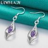 925 Sterling Silver Water Drop Blue Zircon Earrings Fashion Jewelry