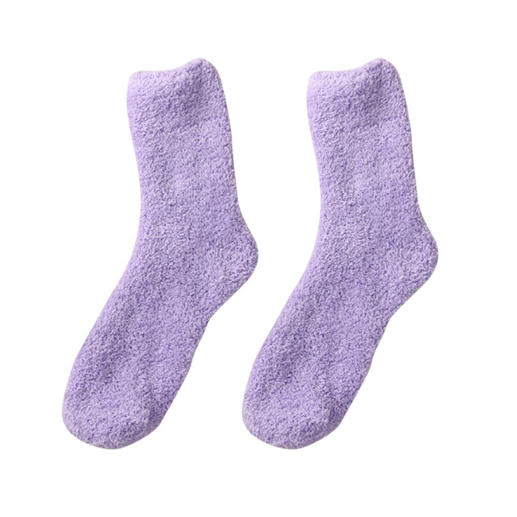 Women Socks Soft Coral Velvet Plush Thicken Floor Bed Sock For Autumn Winter Solid Color Warm Lady Socks