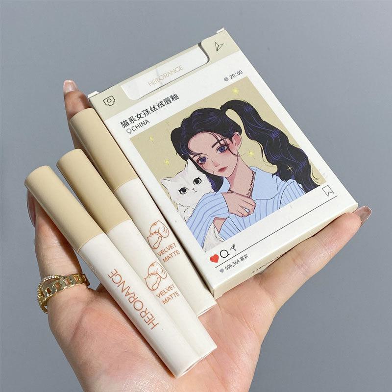 HER ORANGE ~ 5-Pack Набор глазури для губ Живопись Серия Smoke Box Набор помад для губ Зеркальная матовая грязь для губ Глазурь для губ