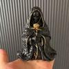 Gothic Black Robe Hooded Figure Resin Sculpture Mystical Wizard Statue Halloween Ornament Desk Decor For Home Or Office
