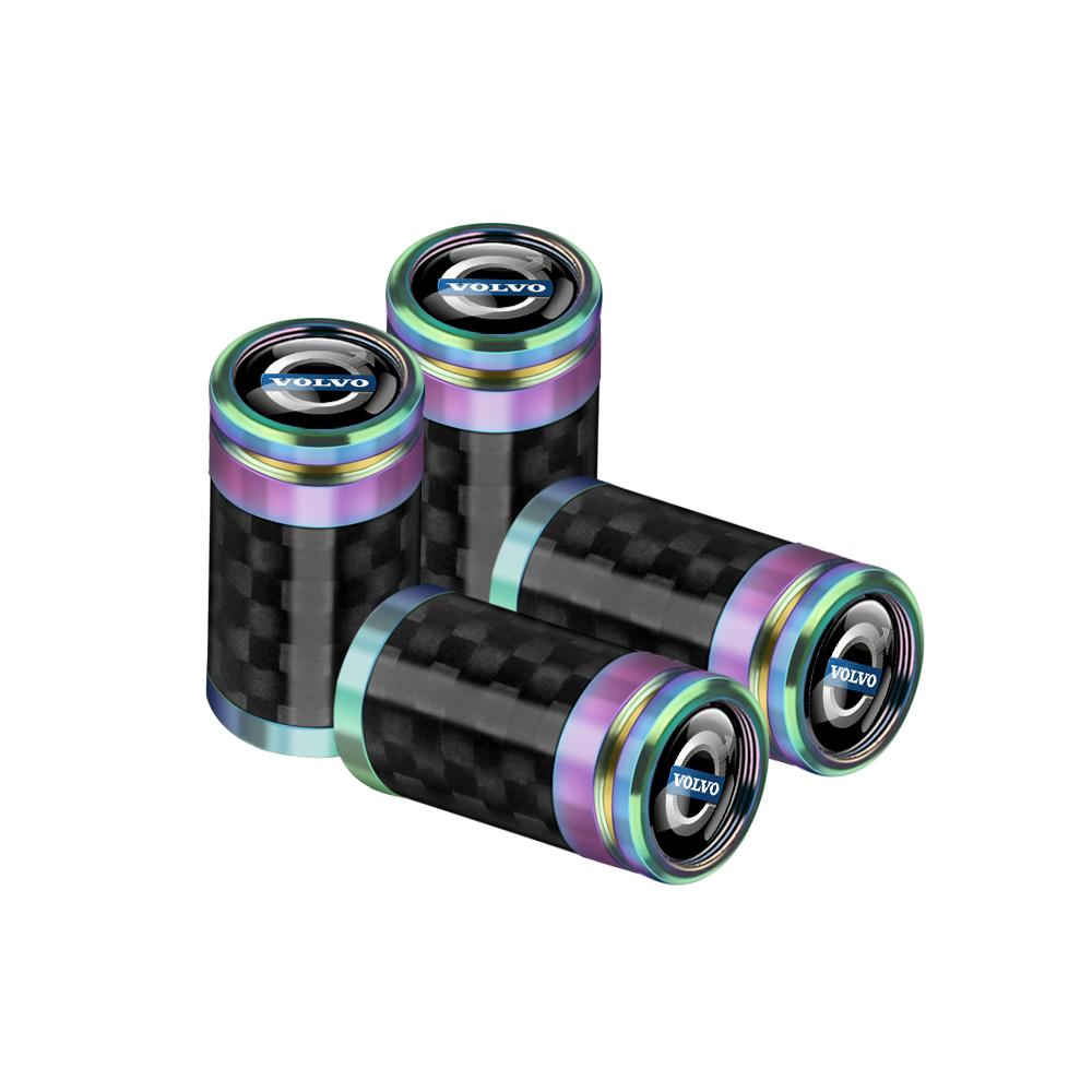 For Volvo ew1For Volvo R Rdesign XC40 C70 V60 V90 AWD T6 D8 T8 4Pcs Carbon Fiber Car Wheel Tire Valve Stem Air Cap Auto Accessories Valve Cap