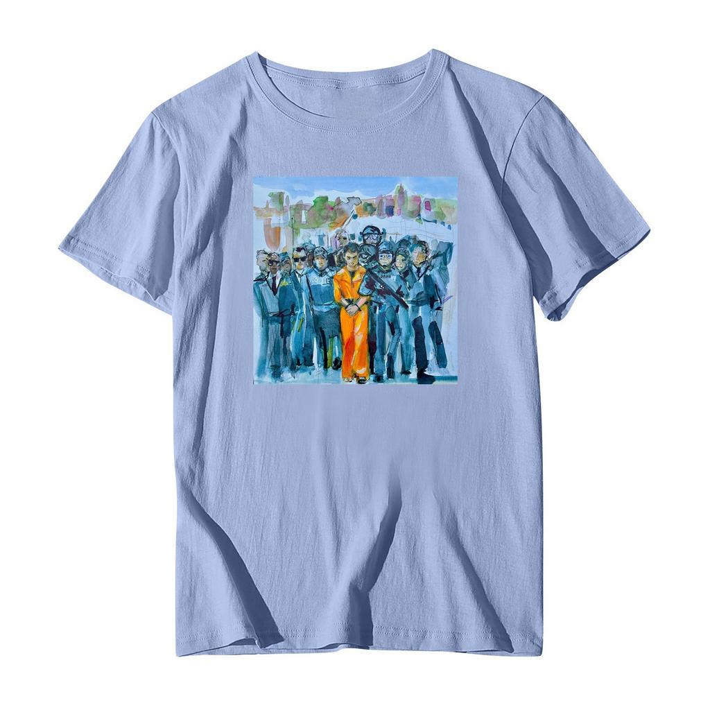 Повседневная модная спортивная футболка с круглым вырезом и принтом унисекс с коротким рукавом