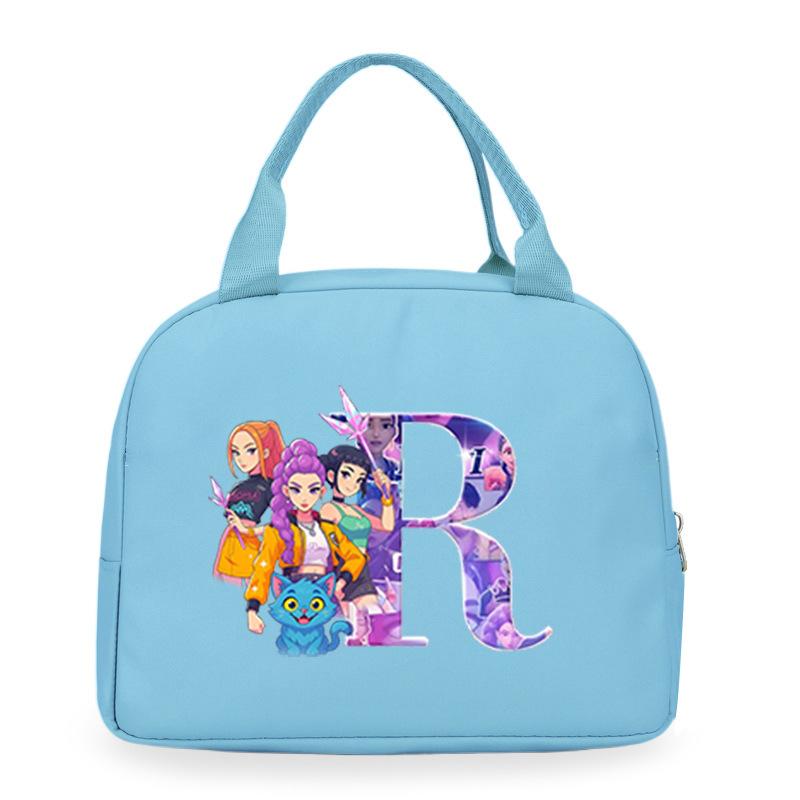 Trend Kpop Anime Cartoon Peripheral 26 Letter Printing Bento Bag Commuter Portable Lunch Box Bag