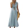 A-Line Dress Elegent Beauty Lady Dress Single-breasted Large Hem Long Dress Solid Color