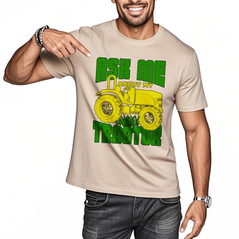 Смешная футболка Street Wear Для мужчины Футболка с круглым вырезом Спроси меня про мой трактор Аниме Подростки Топ футболки Оверсайз футболка Модная футболка