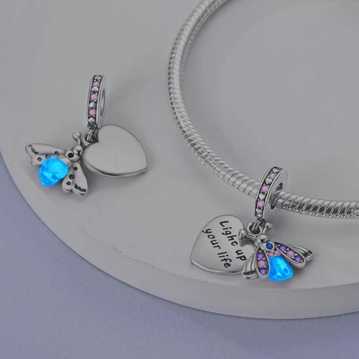 Copper Charms Luminous Beads Firefly Chameleon Fit Original Bracelet Pendant Diy For Woman Jewelry