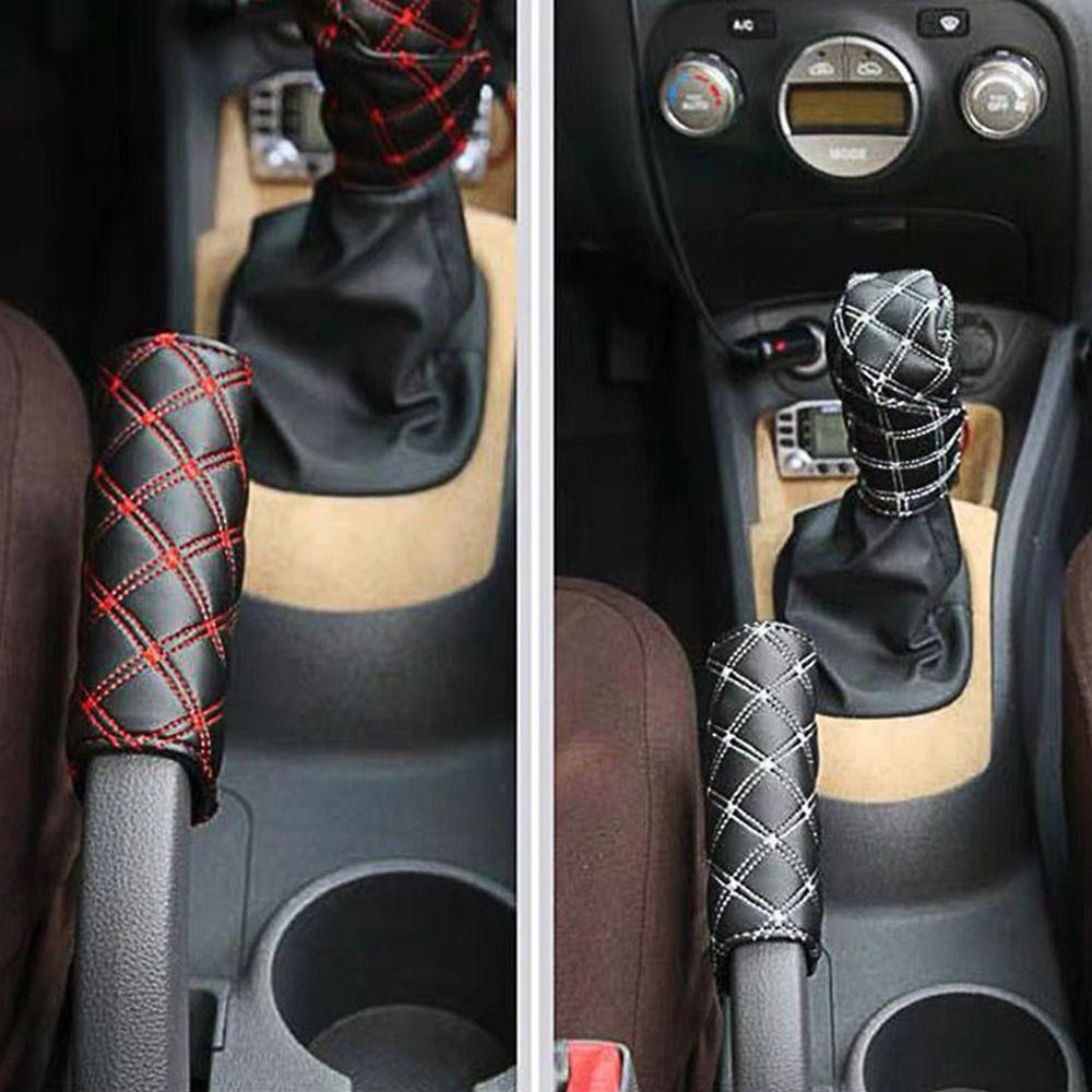 2Pcs/set Car Shift Handle Cover Handbrake Protective Universal Adjustable Shift Knob Cover Non-Slip Durable Auto Accessories
