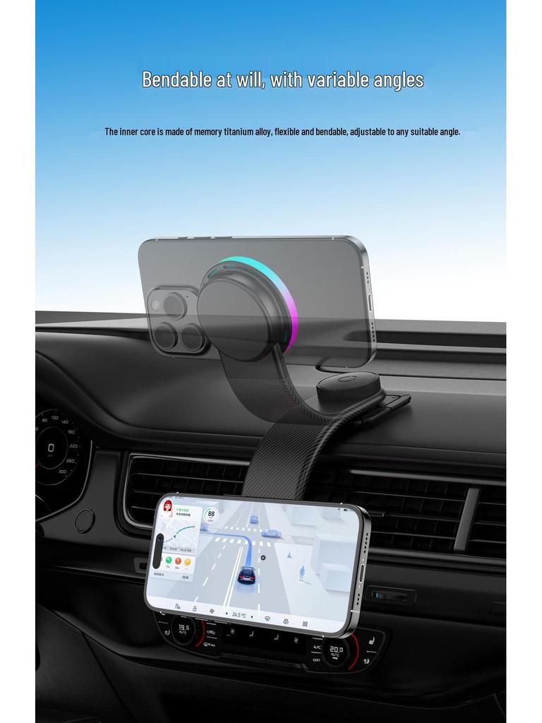 Беспроводное автомобильное зарядное устройство MagSafe, быстрая зарядка 15 Вт с магнитным автомобильным креплением и держателем для навигации.