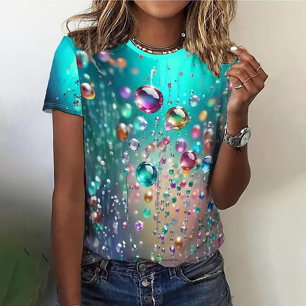 Fashion 3D Print T Shirt For Women Casual Round Neck Love Summer Short Sleeve Tops Hip Hop Trend Ladies Clothing Loose Girl Tees