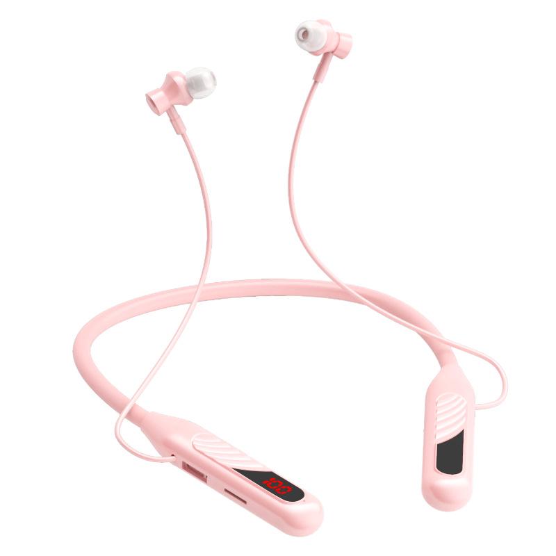 Спортивные Bluetooth-наушники-ожерелье BT-8 со слотом для карты, аккумулятором большой емкости, цифровым дисплеем и шумоподавлением