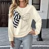Women's Fashion Casual Spring Autumn Stripe Print Long Sleeve O-Neck Blouses & Shirts